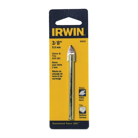 Irwin Irwin 3/8 in. X 4 in. L Carbide Tipped Glass/Tile Drill Bit Straight Shank 1 pk 50524